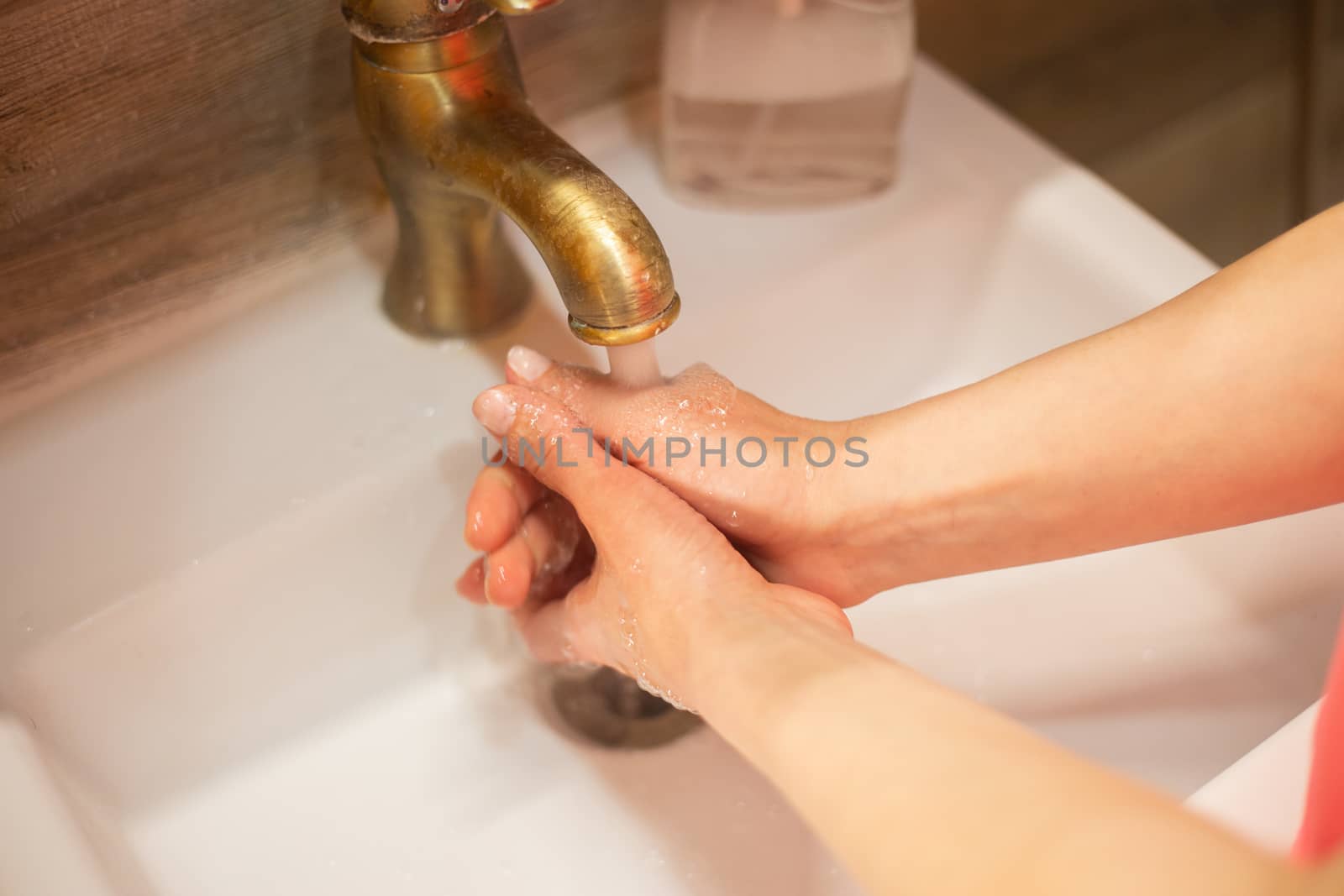 Hand wash with soap, cleanliness and hygiene