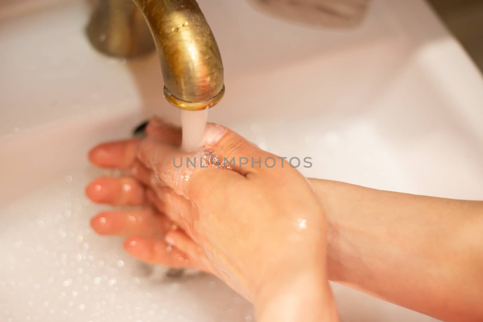 Hand wash with soap, cleanliness and hygiene