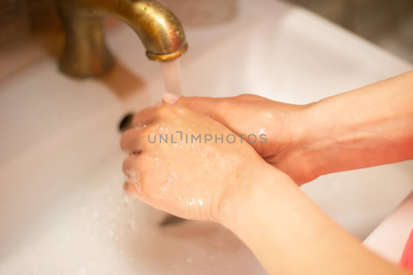 Hand wash with soap, cleanliness and hygiene