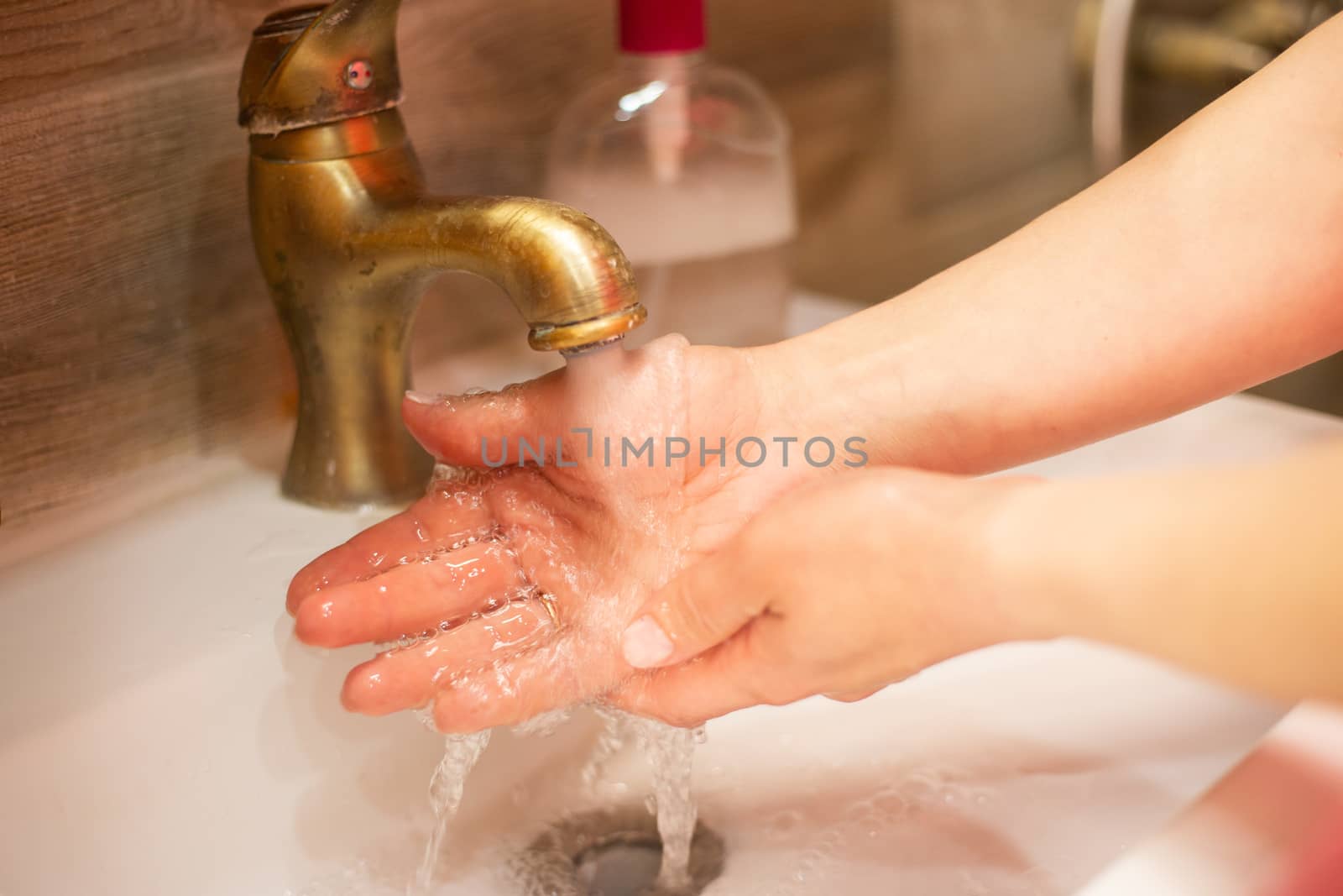 Hand wash with soap, cleanliness and hygiene