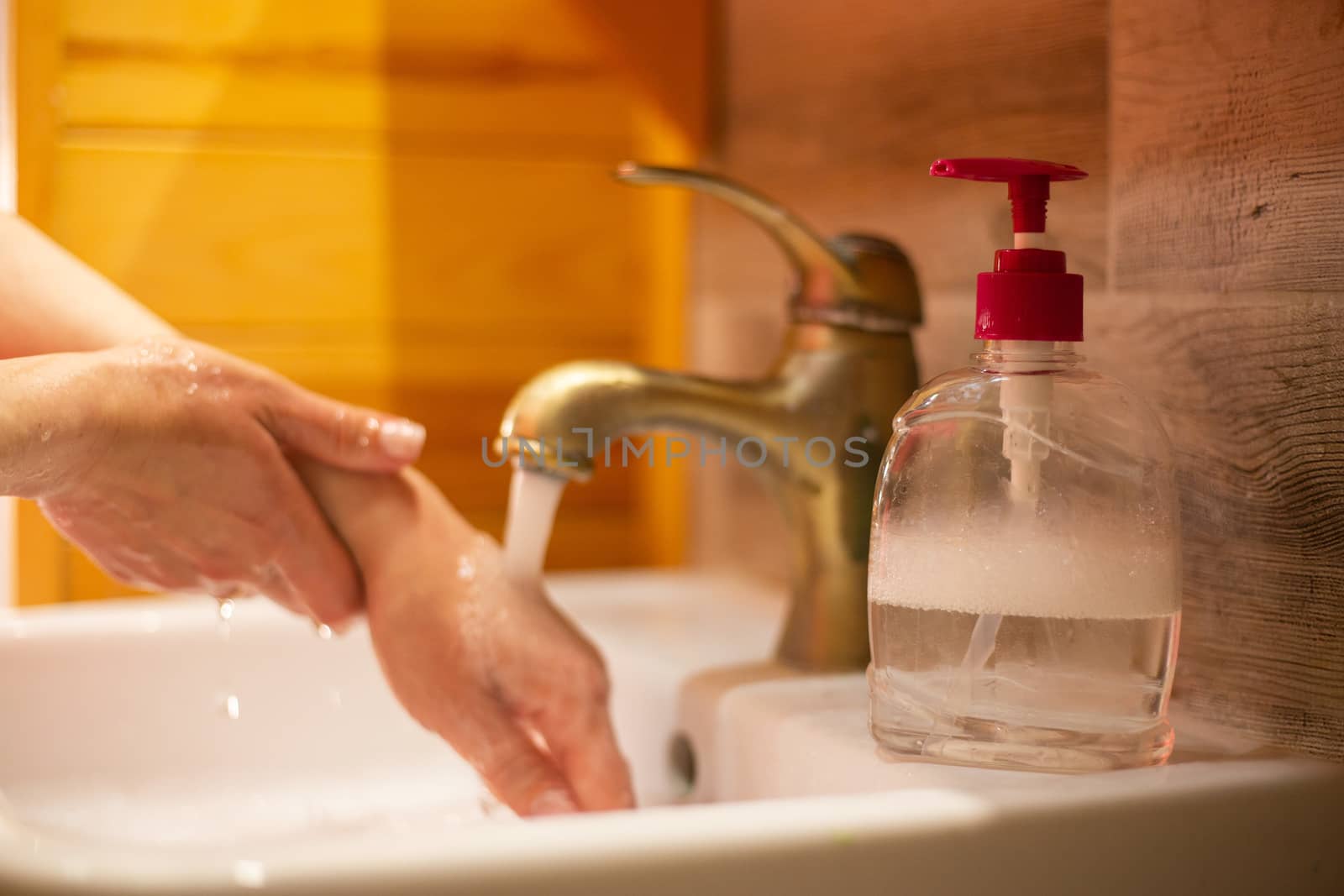 Hand wash with soap, cleanliness and hygiene