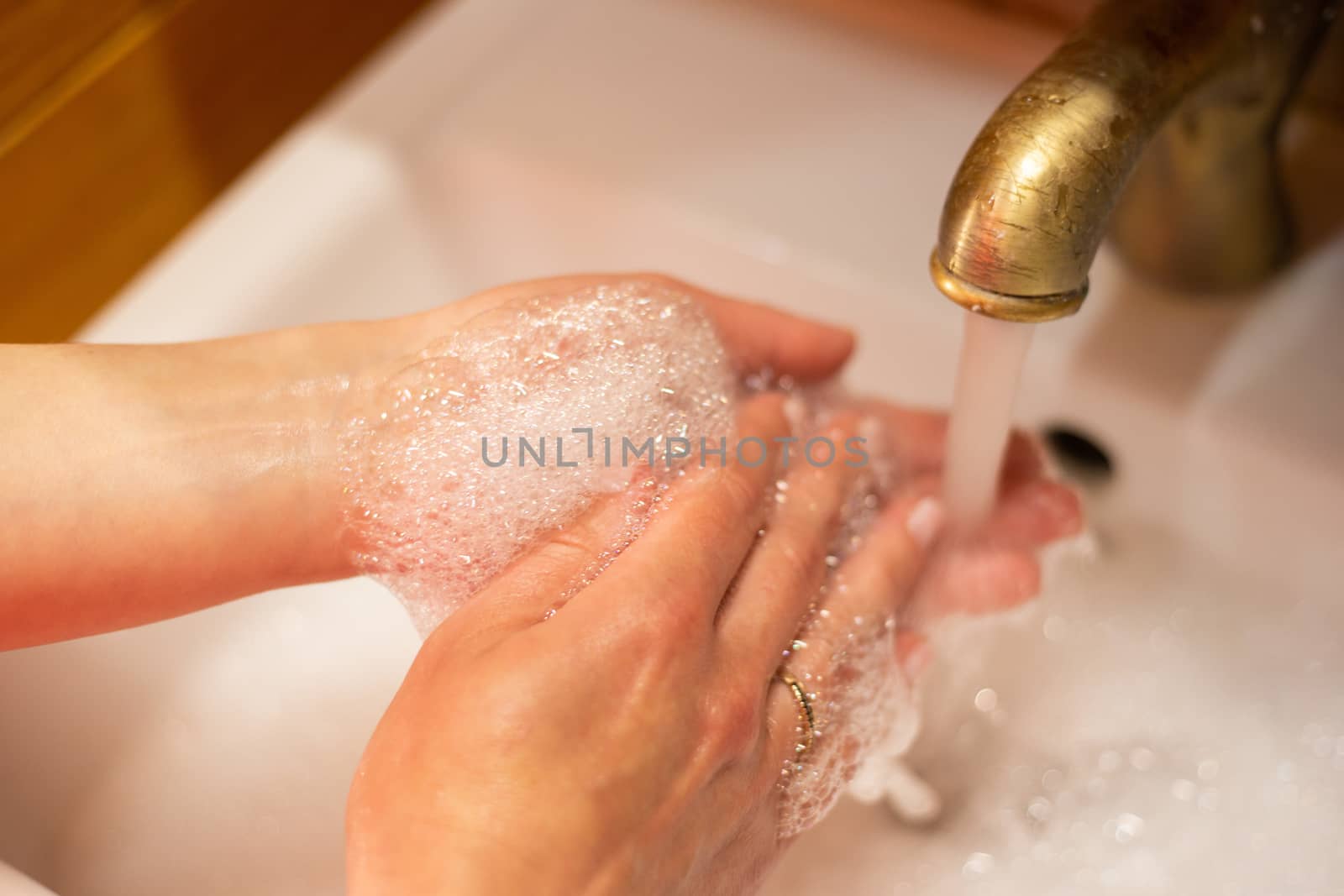 Hand wash with soap, cleanliness and hygiene