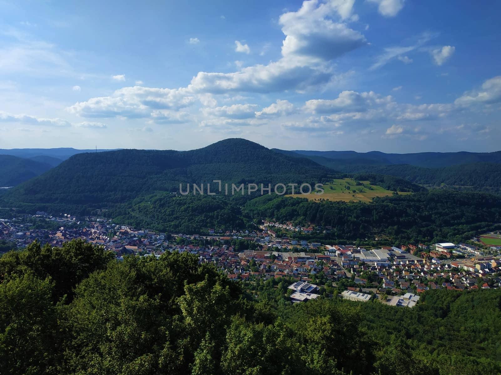 View over Annweiler am Trifels, Germany and beautiful landscape