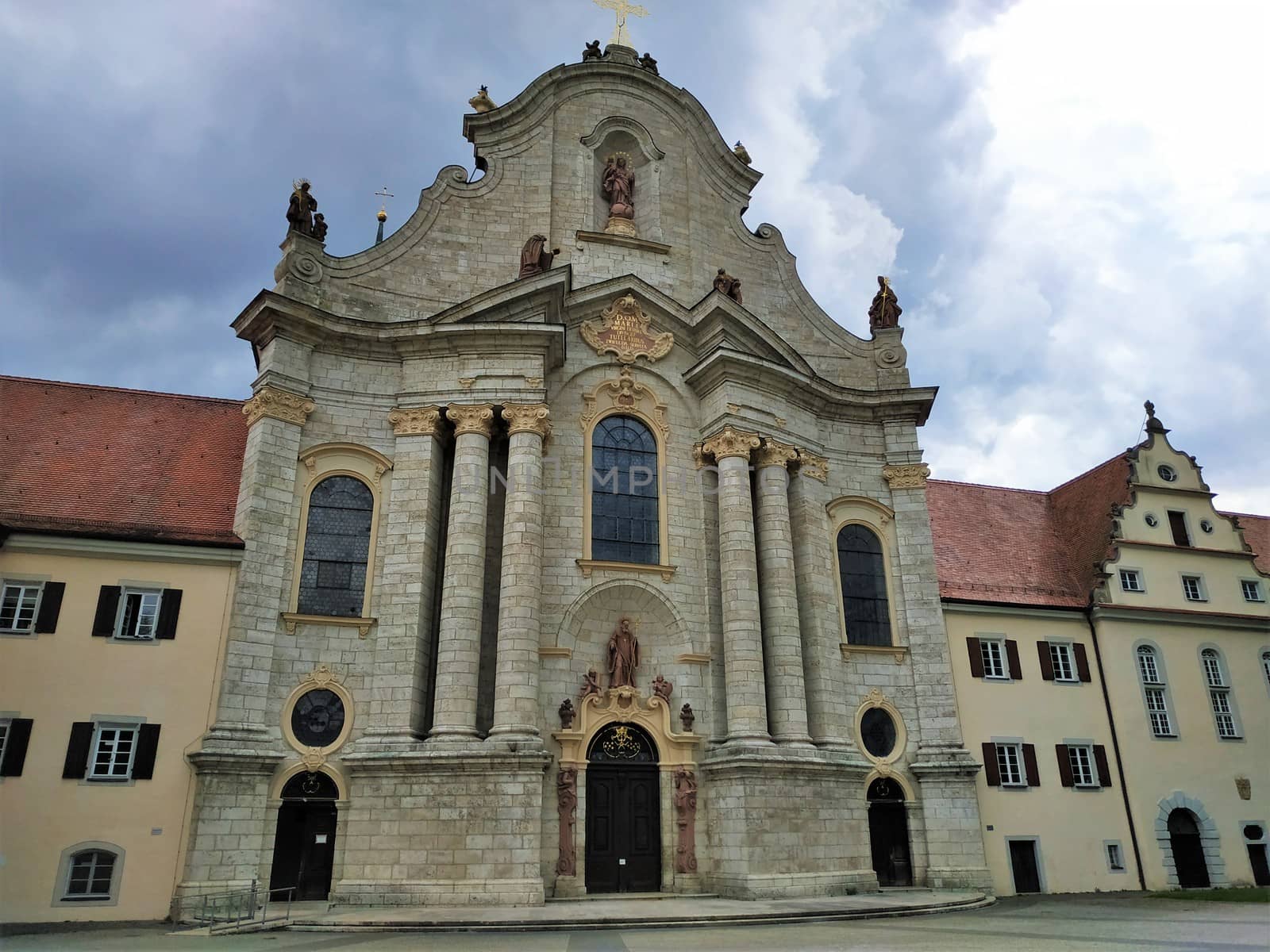The beautiful facade of the cathedral of Zwiefalten, Germany