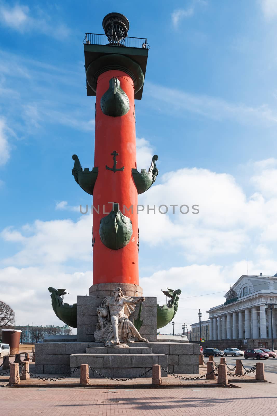 Rostral column on Vasilyevsky island, St. Petersburg, Russia. by aksenovko