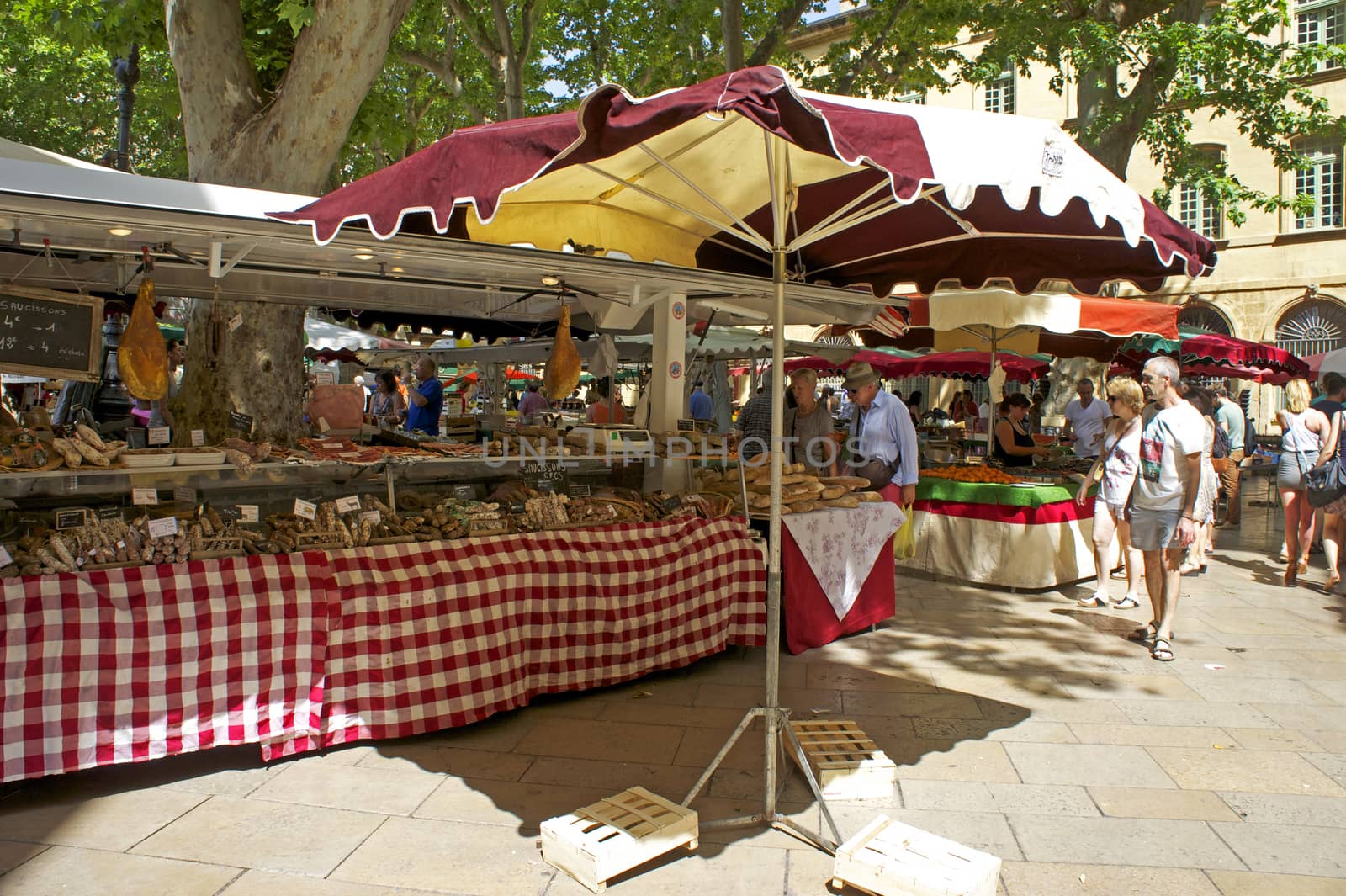Outdoor market located in Aix-en-Provence, a small city in Provence, France