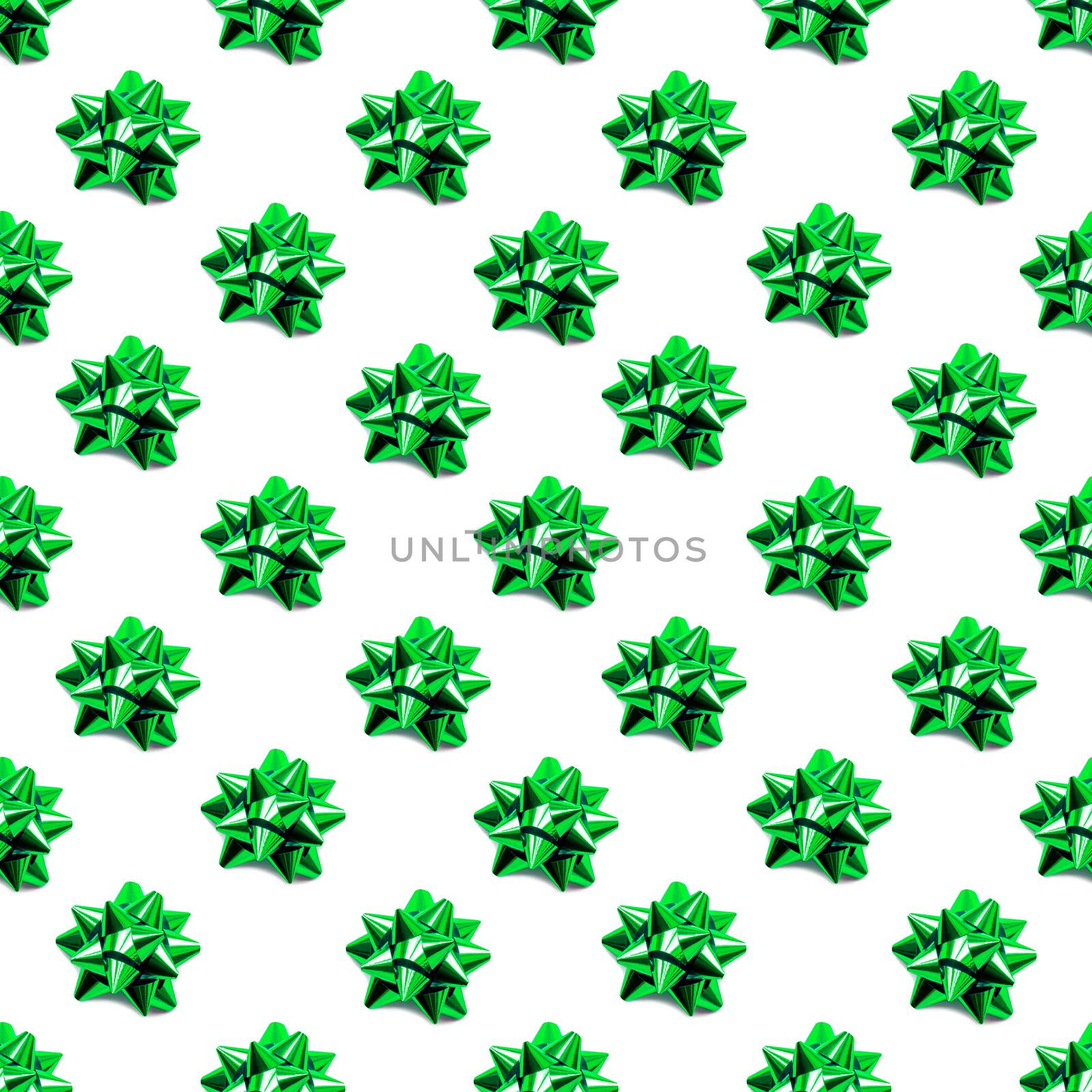 Seamless pattern with sparkling green bow. Holidaybackground with decorative bows. by aksenovko