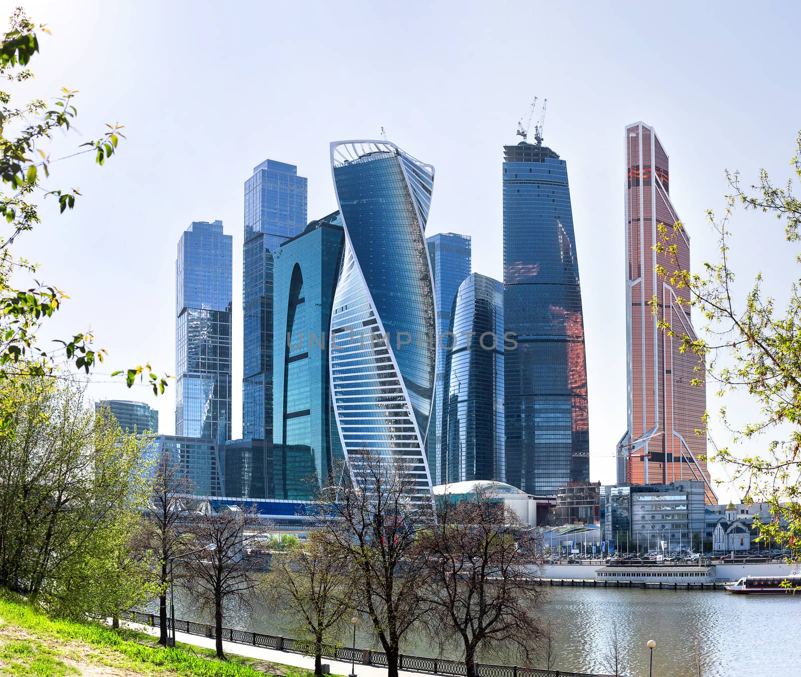 Moscow-city business center, Moscow, Russia. Big office complex near Moscow-river.