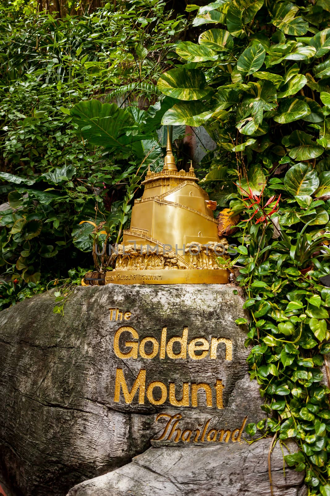 Model of Wat Saket Ratcha Wora Maha Wihan (the Golden Mount). Bangkok, Thailand.