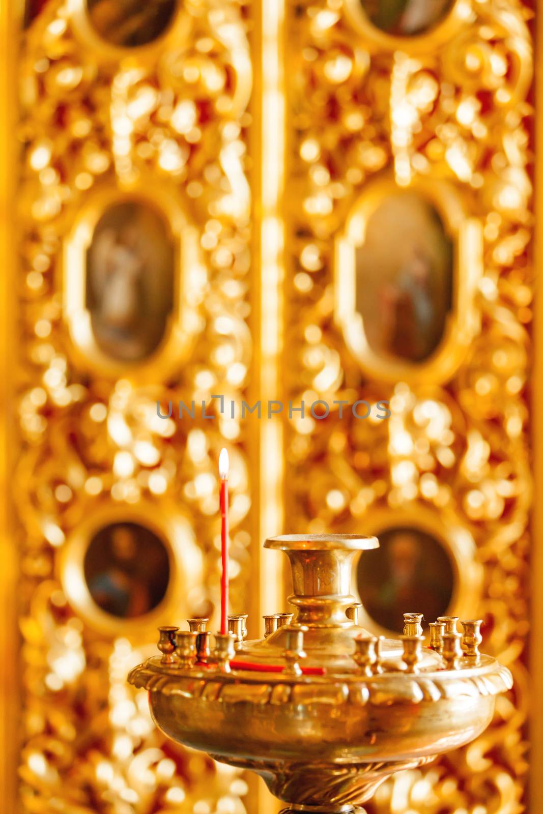 Candleholder. Details in the Orthodox Christian Church. Russia.