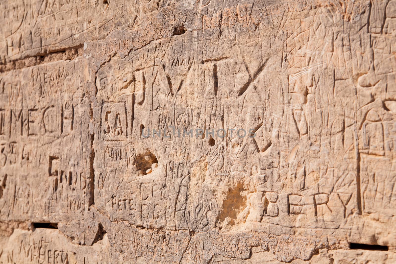 Ancient carved wall in Mdina. Malta.