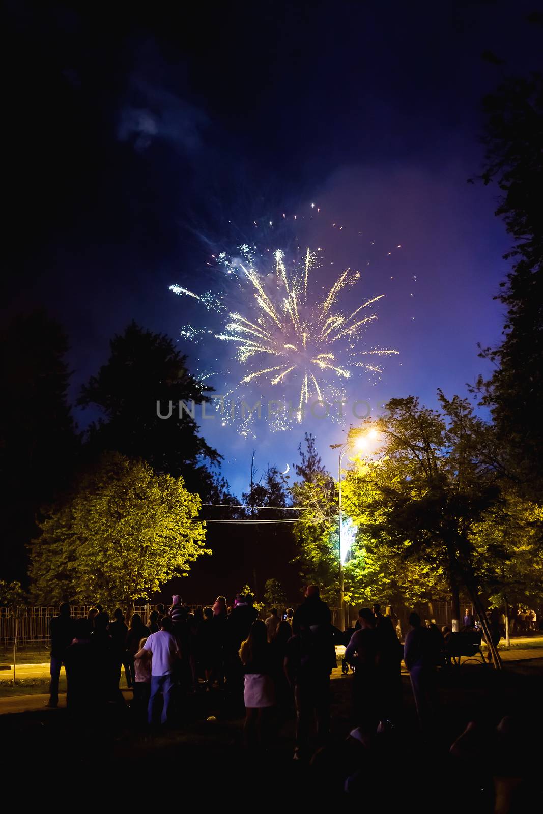 Fireworks in Odintsovo town (Moscow region). Victory day, May 9, 2016. Russia. by aksenovko