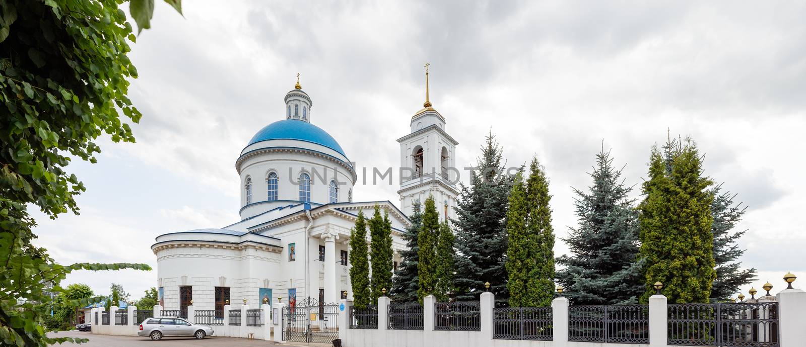 Panorama view of St.Nicholas the White Cathedral. Famous religious landmark in Serpukhov, Moscow region, Russia.