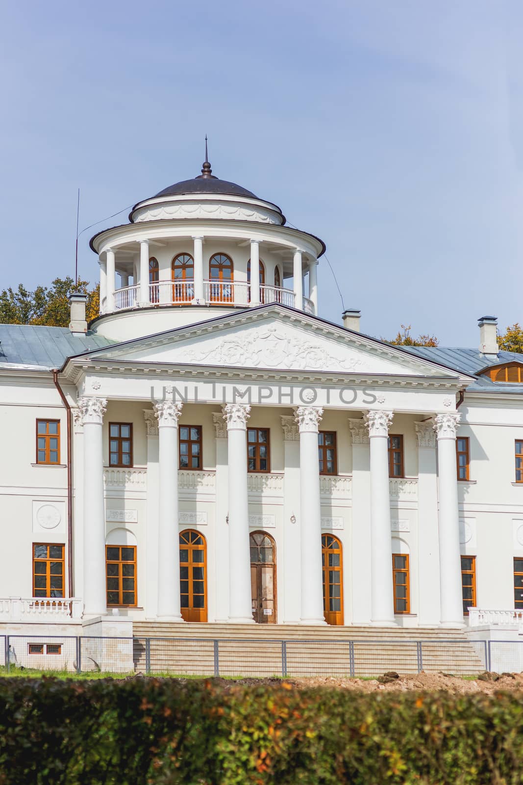 Ostafyevo Manor. Main building in the center of park. Moscow region, Russia.