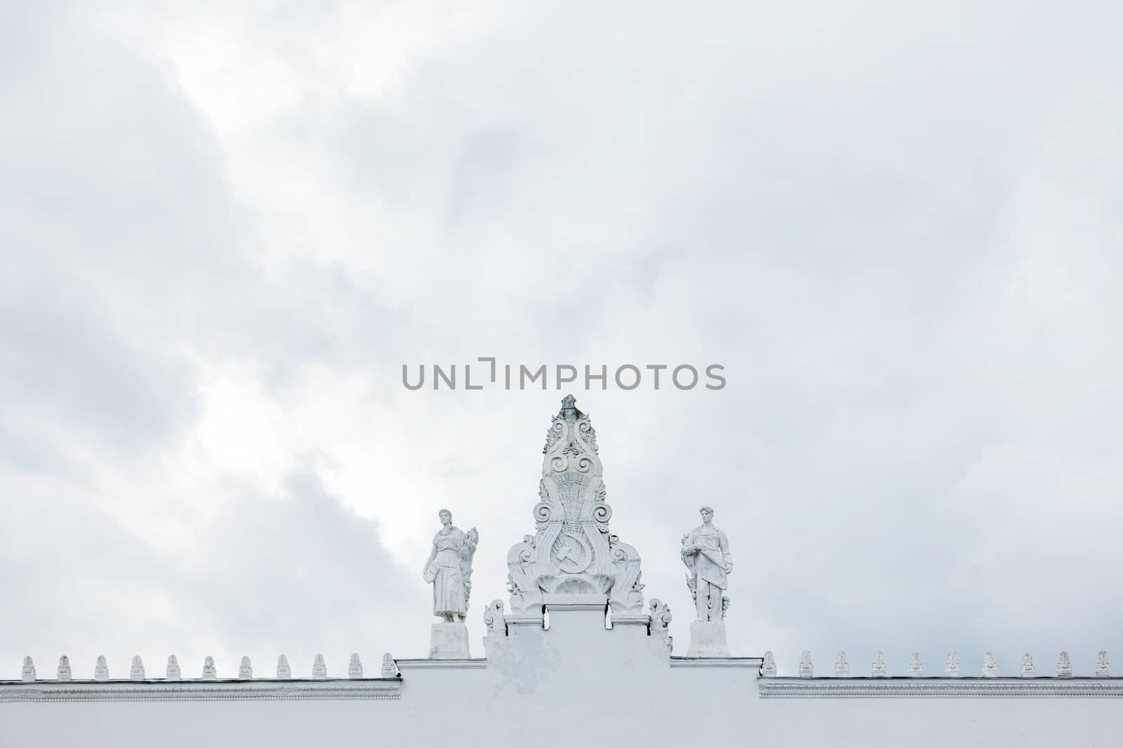 Sculptures at VDNH ("The Exhibition of achievements of national economy") in Moscow, Russia. Place for text.