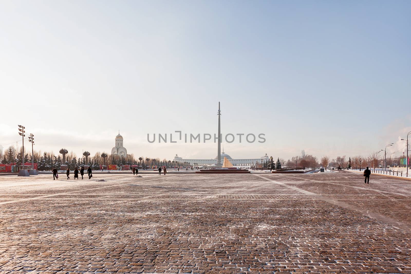 Victory Park in Moscow, devoted to the memory of Second world war 1941-1945. Sunny winter day.Russia.