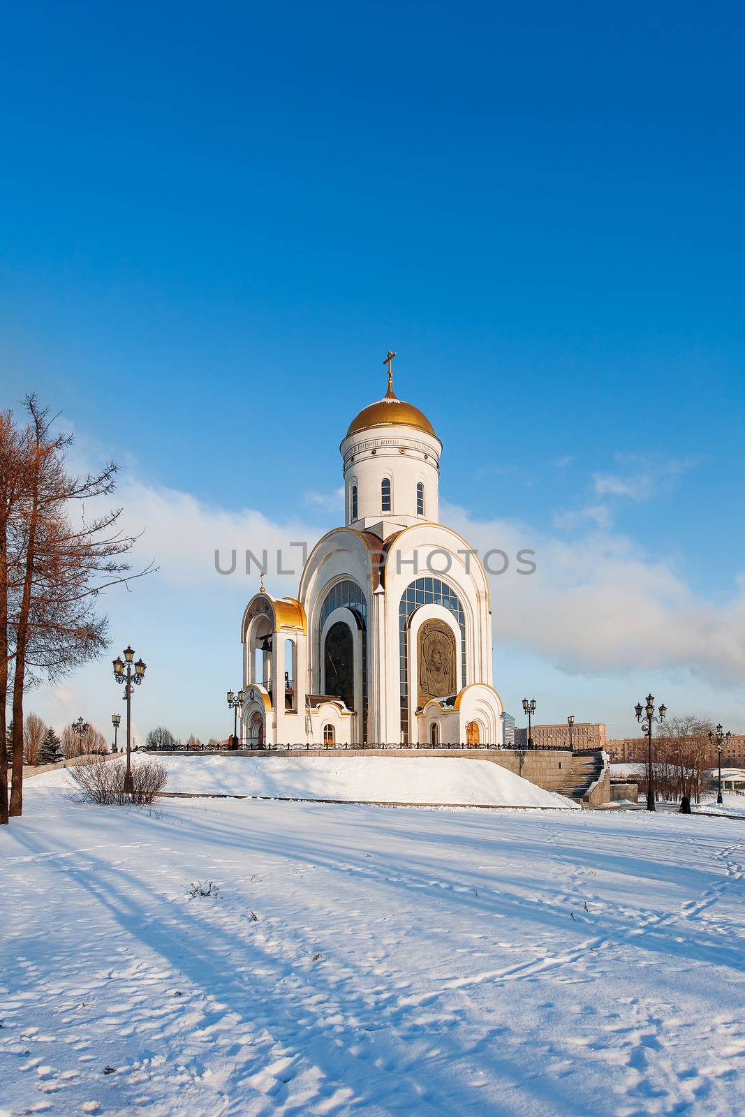 Great Martyr Genus Temple (church of Saint George). Victory Park in Moscow. Russia.