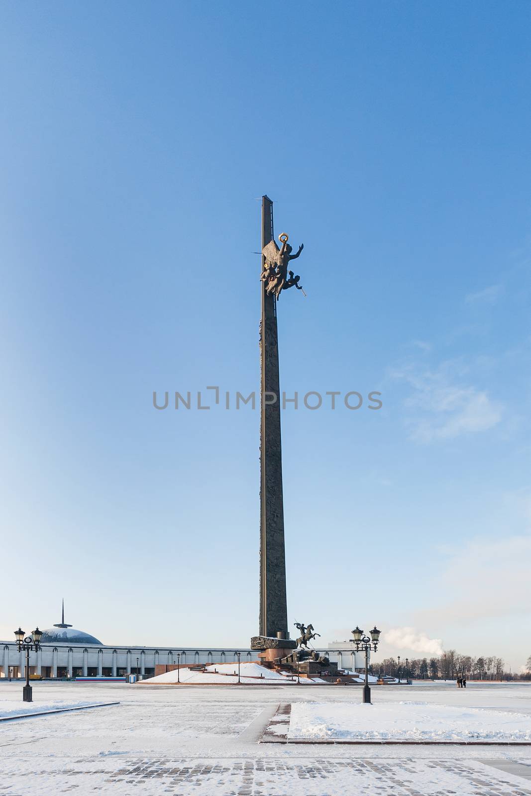 Victory Park in Moscow, devoted to the memory of Second world war 1941-1945. Sunny winter day.Russia. by aksenovko