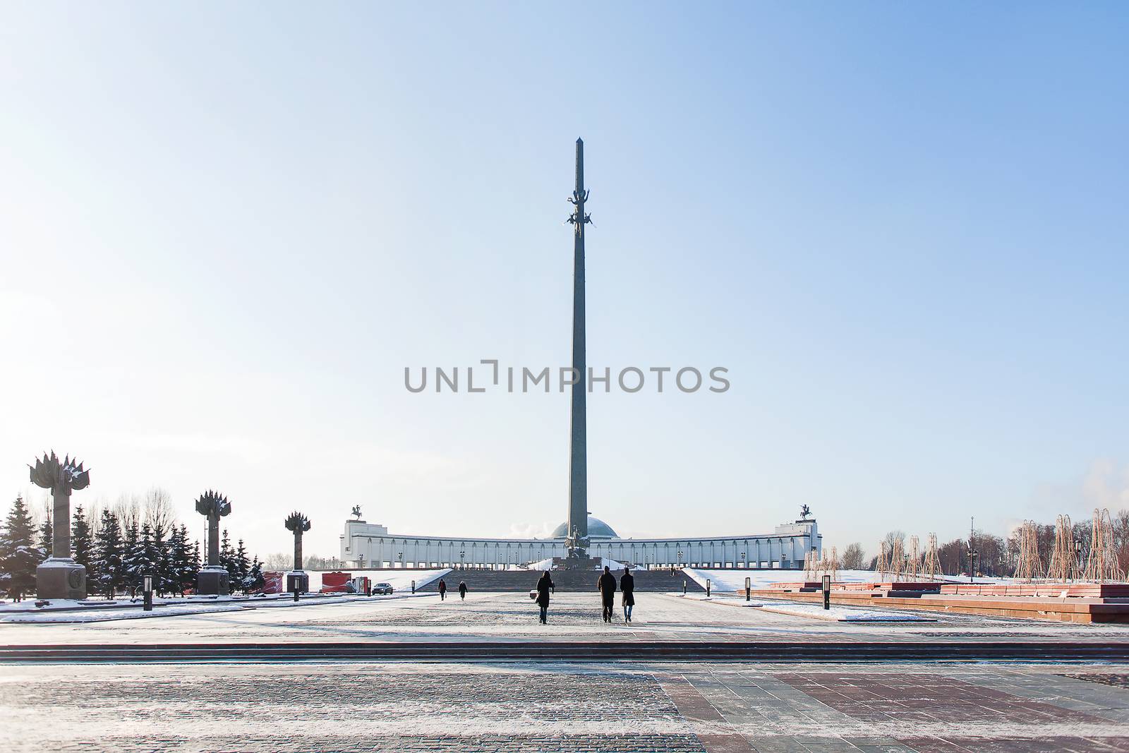 Victory Park in Moscow, devoted to the memory of Second world war 1941-1945. Sunny winter day.Russia.