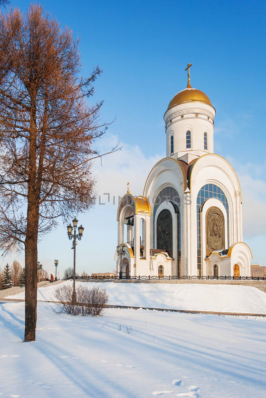Great Martyr Genus Temple (church of Saint George). Victory Park in Moscow. Russia.