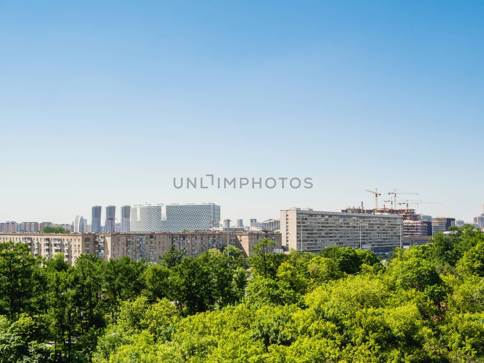 Panorama view on buildings and parks in Aeroport district of Moscow. Russia.