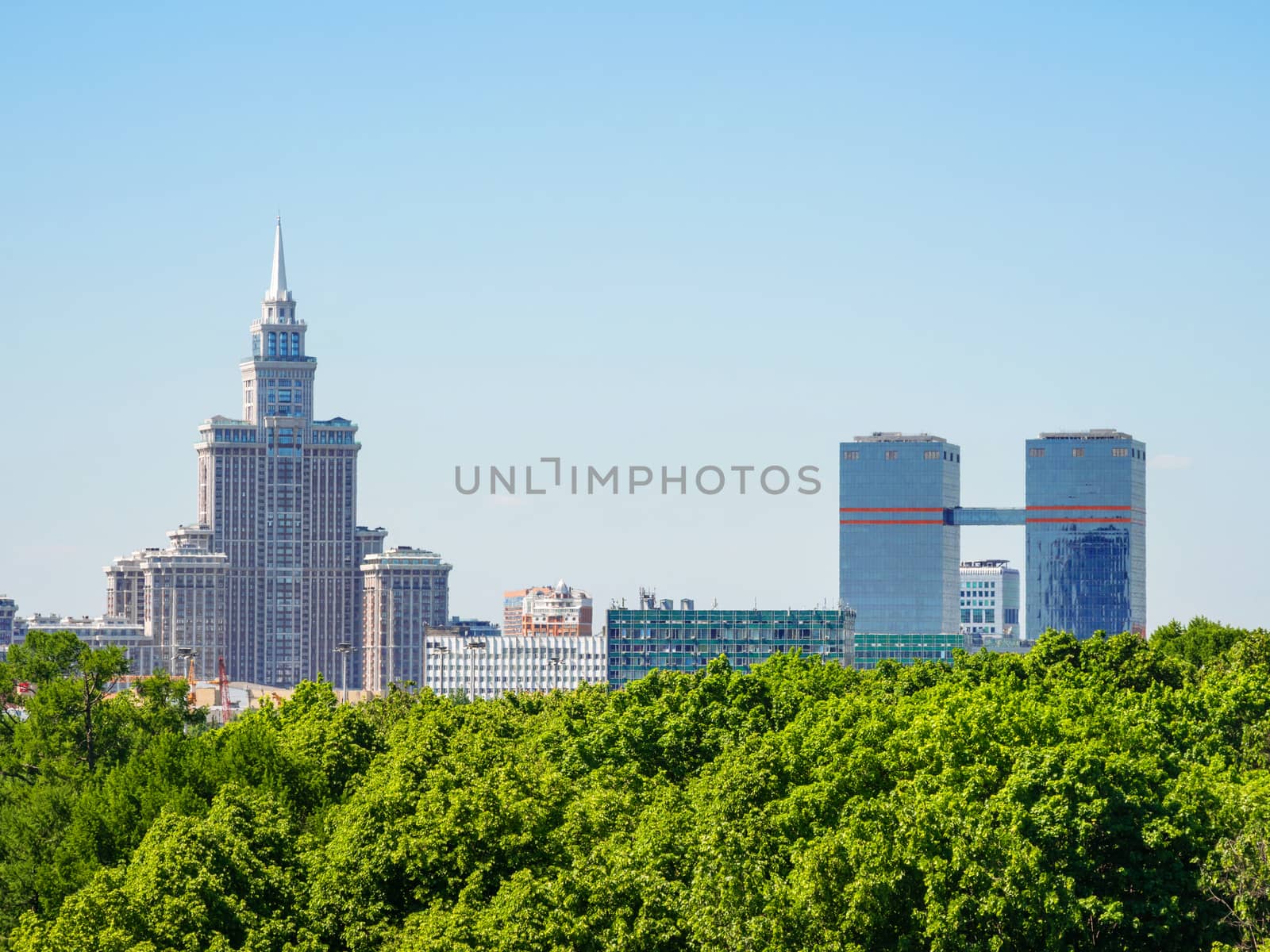 Panorama view on buildings and parks in Aeroport district of Moscow. Russia.