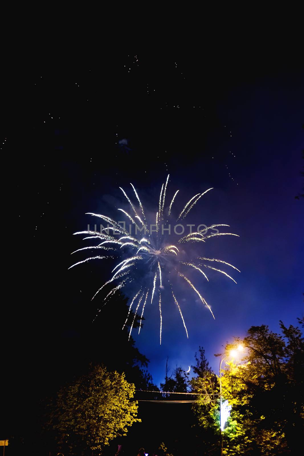 Fireworks in Odintsovo town (Moscow region). Victory day, May 9, 2016. Russia. by aksenovko