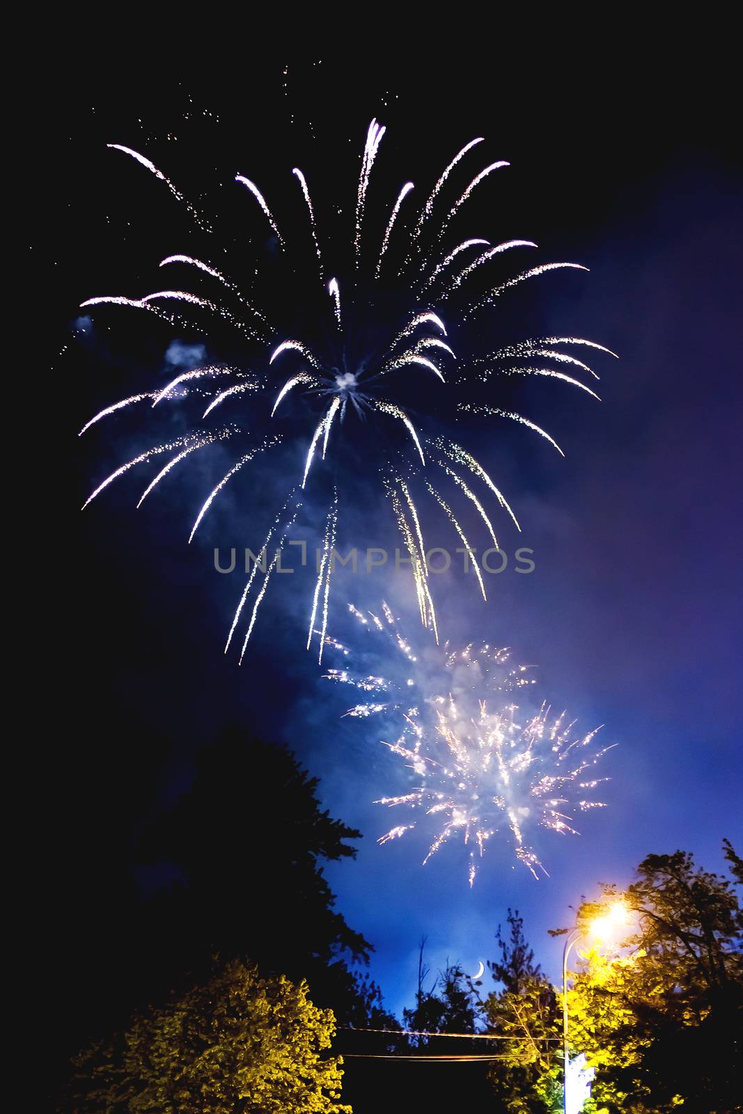 Fireworks in Odintsovo town (Moscow region). Victory day, May 9, 2016. Russia. by aksenovko