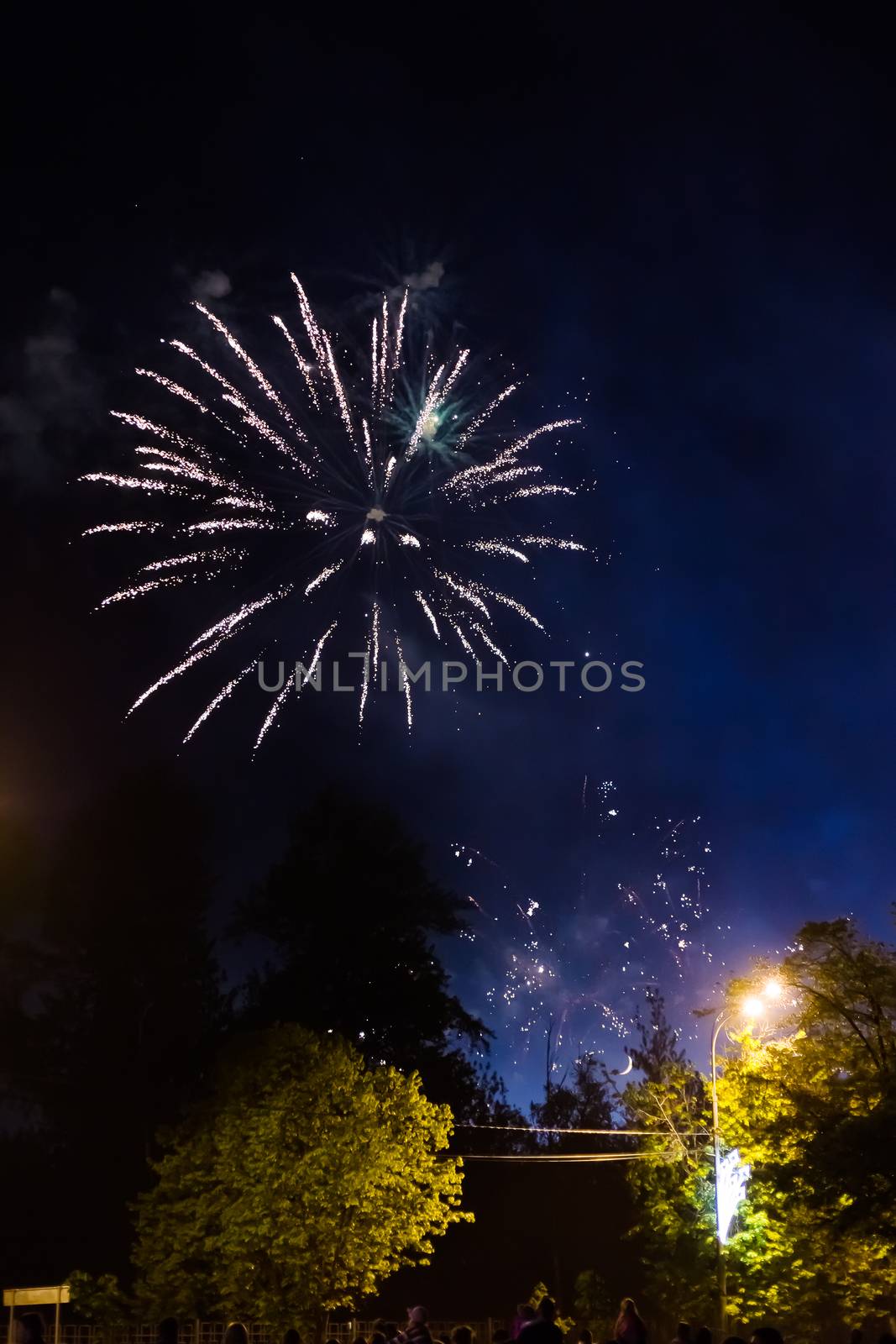 Fireworks in Odintsovo town (Moscow region). Victory day, May 9, 2016. Russia. by aksenovko