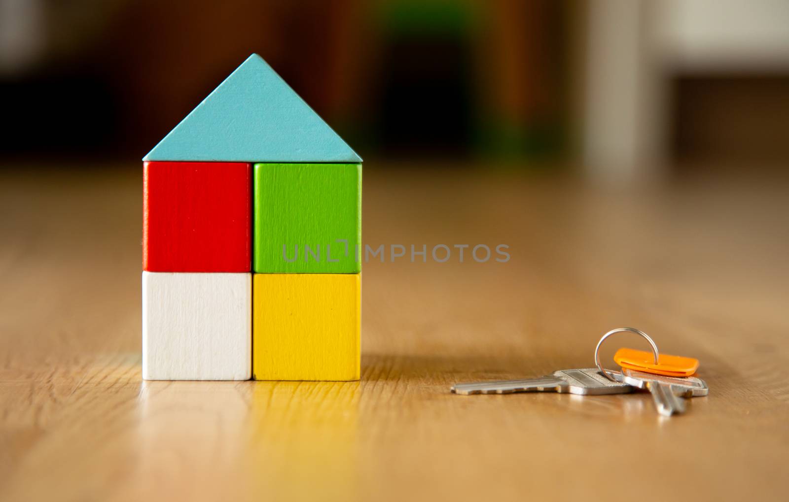 color wooden block form of home icon