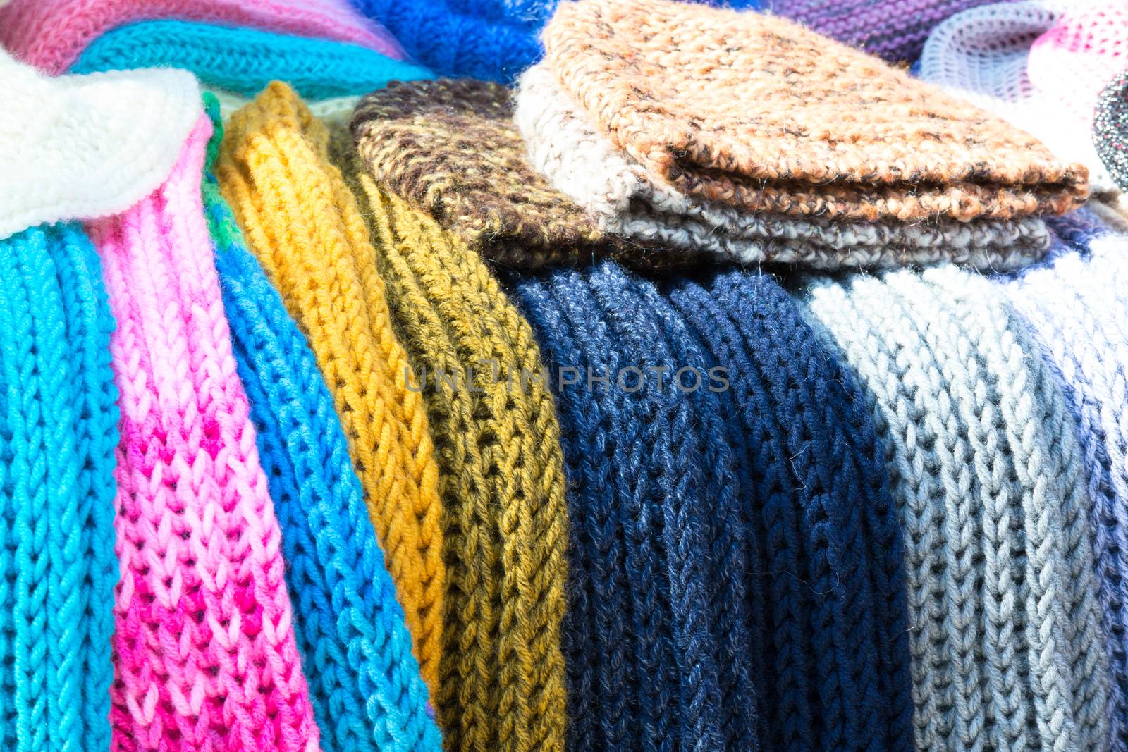 Knitted scarves and hats
