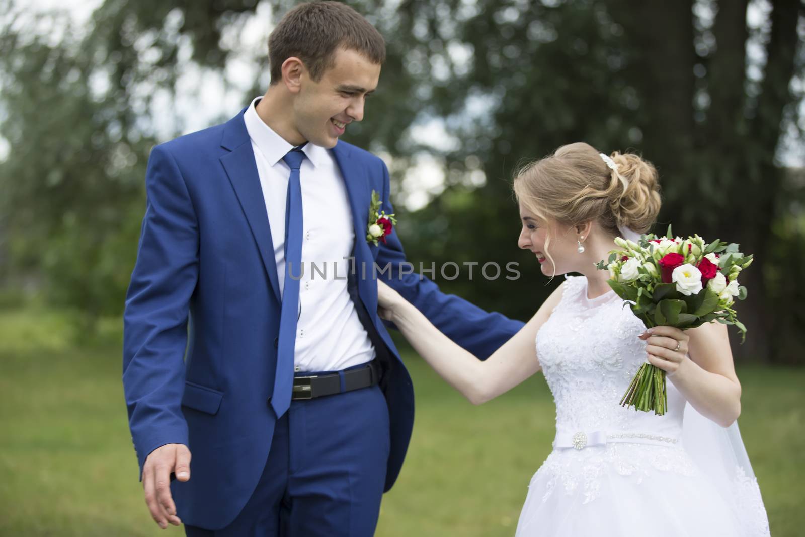 Walk of the bride and groom.Bride and groom. Wedding day