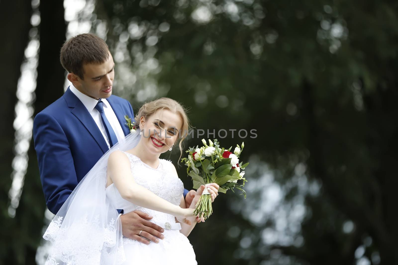 Walk of the bride and groom.Bride and groom. Wedding day