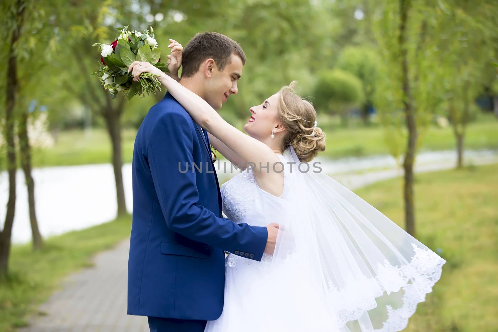 Walk of the bride and groom.Bride and groom. Wedding day