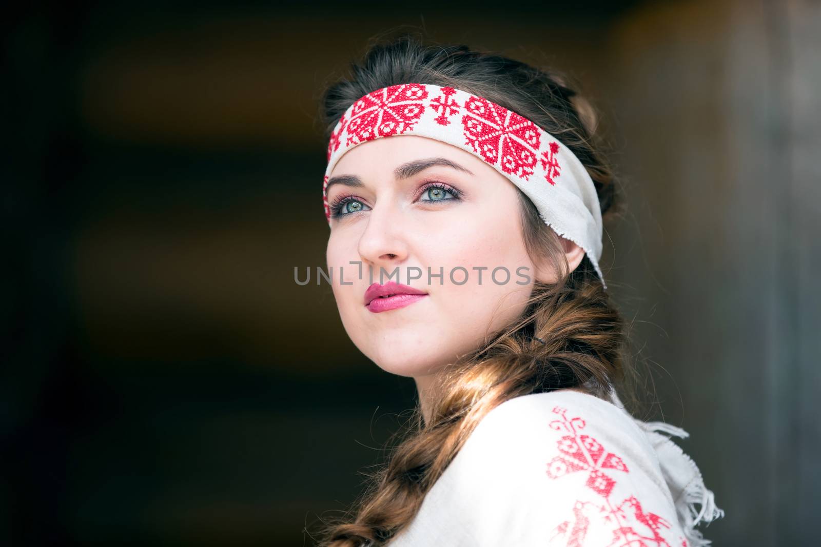 Russia, Moscow, August 27, 2017, the international festival of photography.Russian girl in national clothes