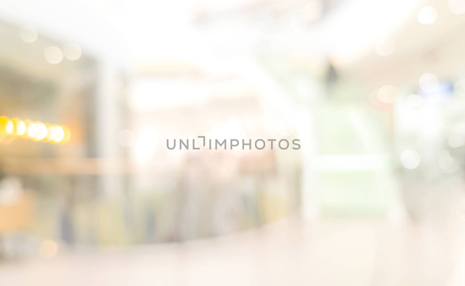 Beautifully blurred shopping mall background with bokeh lights effect