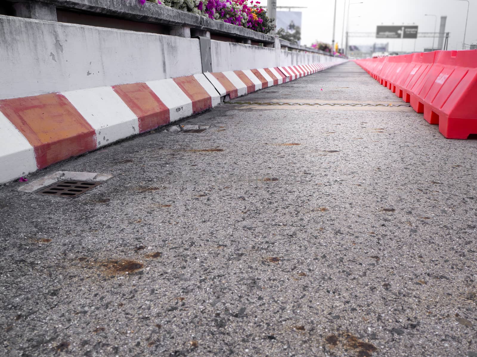 plastic road fencing on the street of a modern
