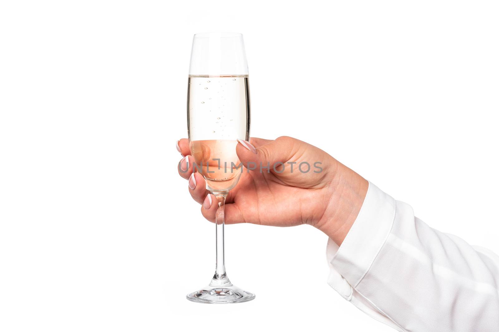 Female hand with champagne by wdnet_studio