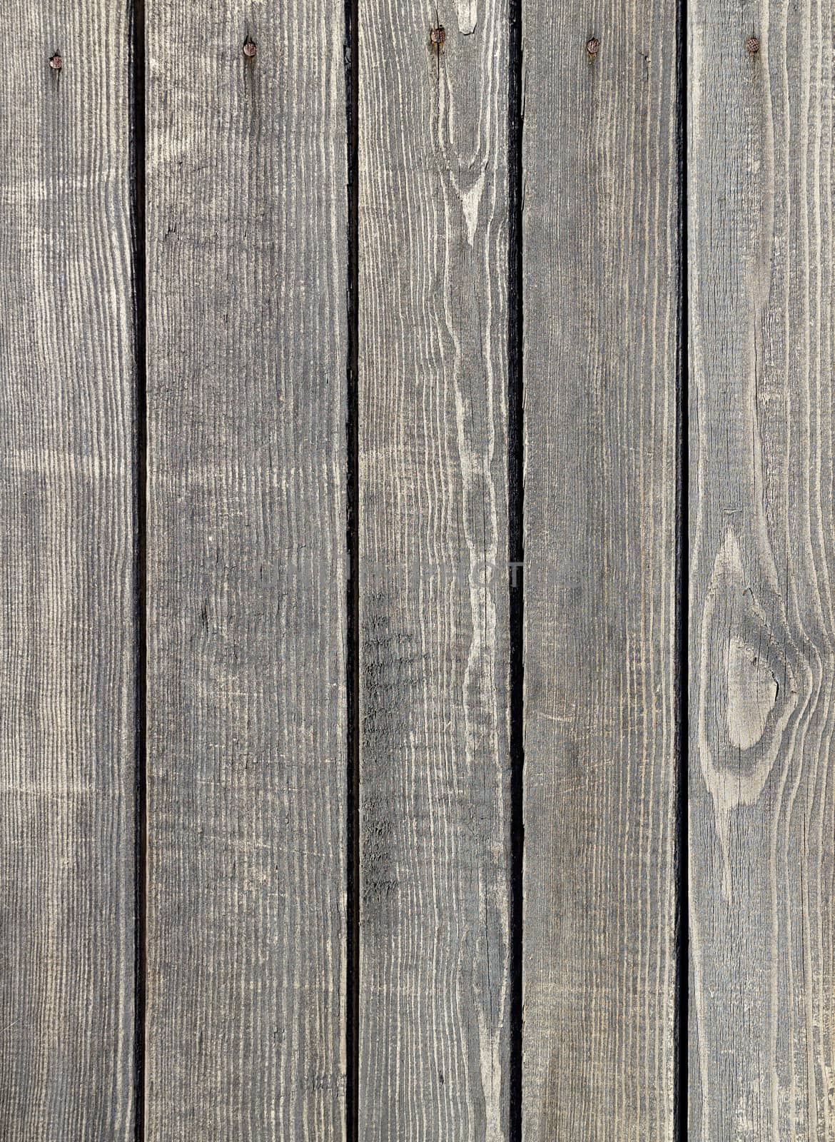 Planks of weathered old gray wooden fence by Sergii