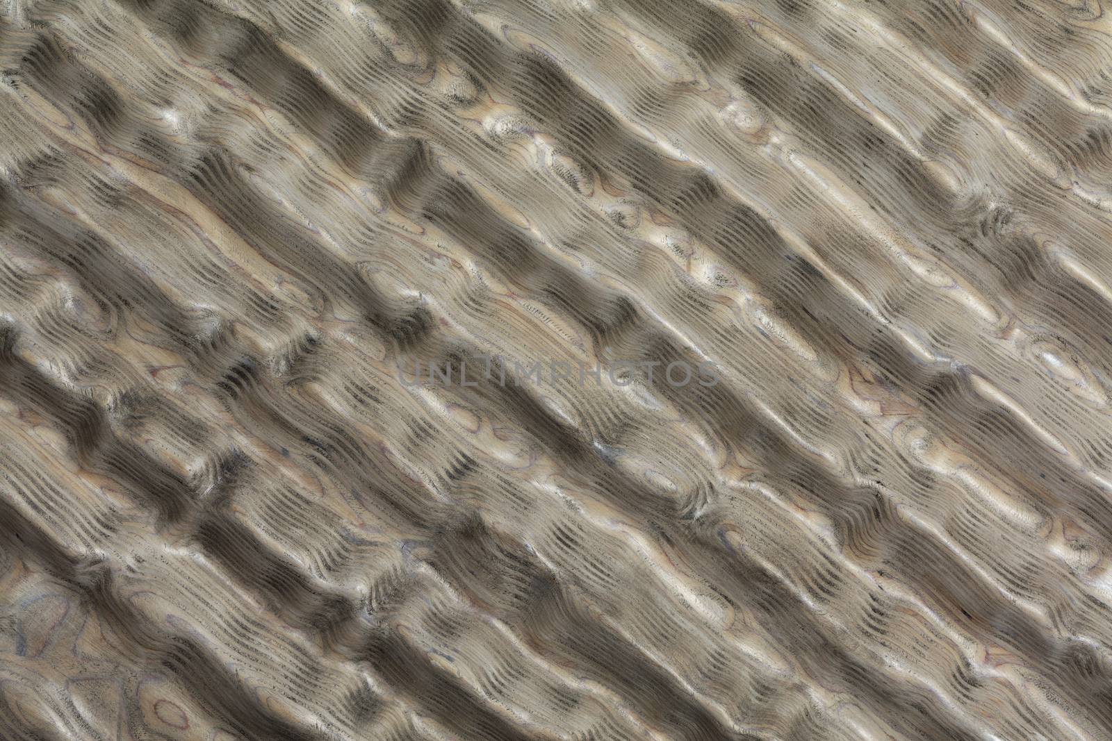 Texture and background of carved wooden surface tinted in green pearl color and made by parallel diagonal lines.