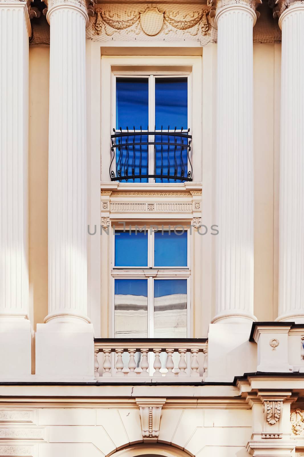 Exterior facade of classic building in the European city, architecture and design by Anneleven