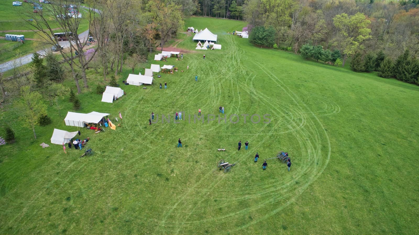Aerial View of Abe Lincoln Funeral Train Re-Enactment