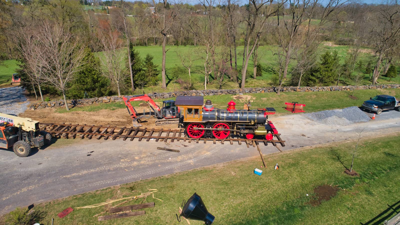Elizabethtown, PA - April 2019: Abe Lincoln Funeral Train Being Loaded onto the Track