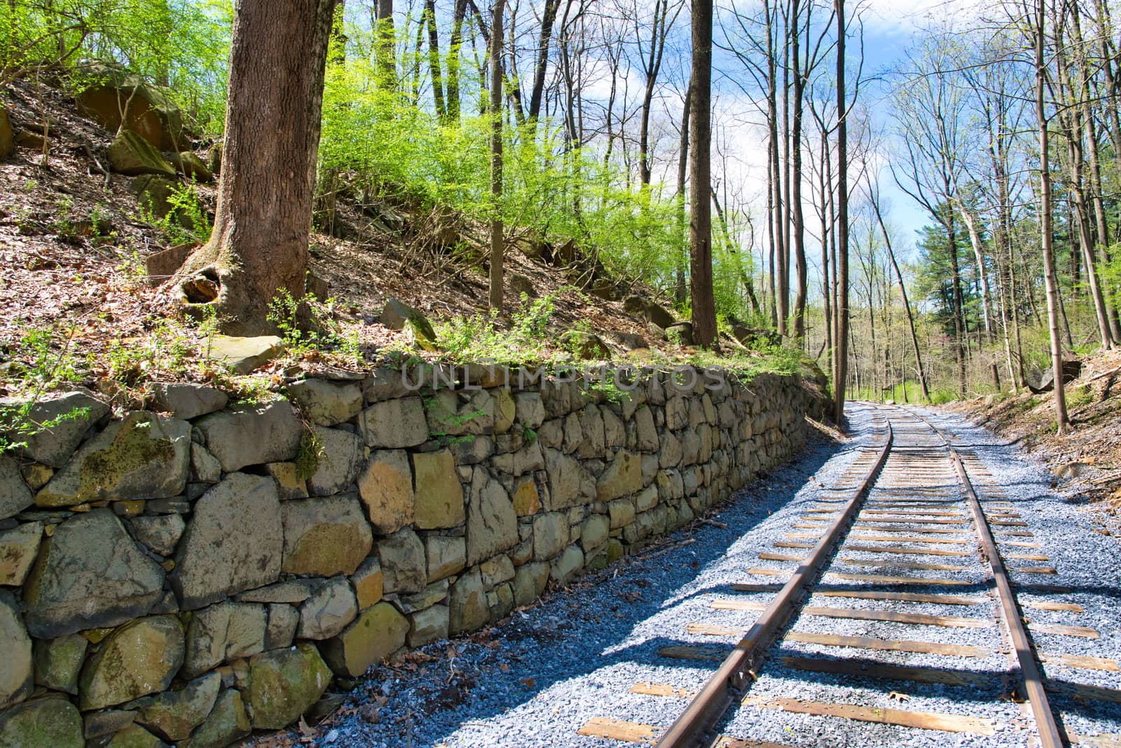 New Rail Road Track on 1830's Right of Way with Stone Wall