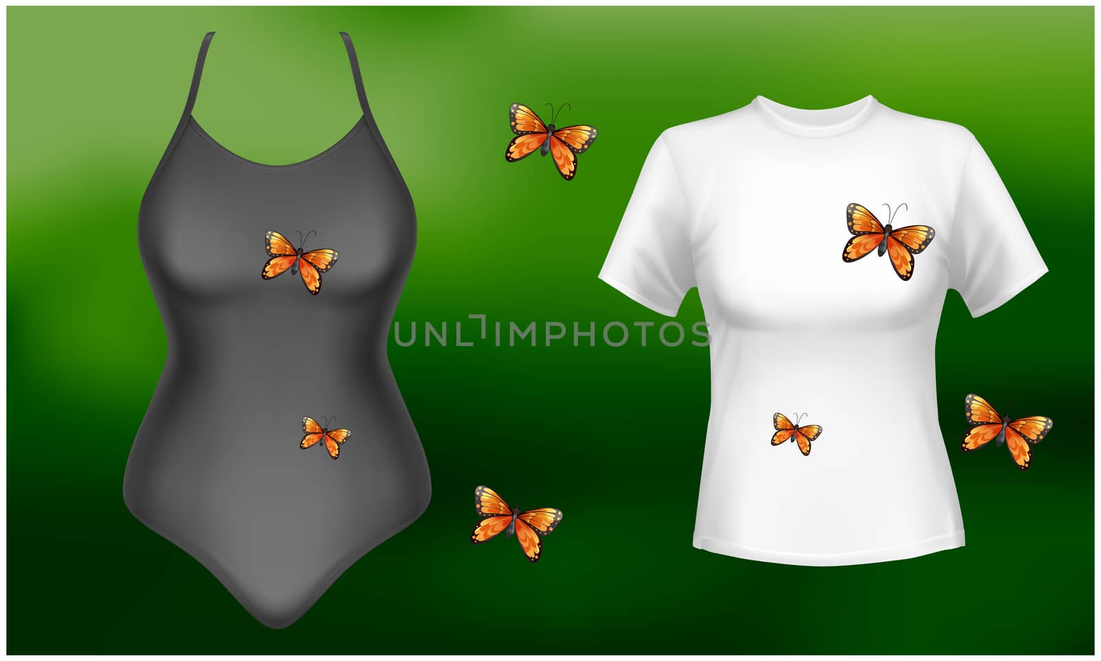 mock up illustration of female wear on abstract background