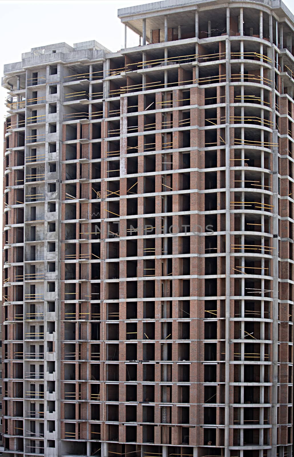 Fragment of facade a house under construction - modern building is under construction.