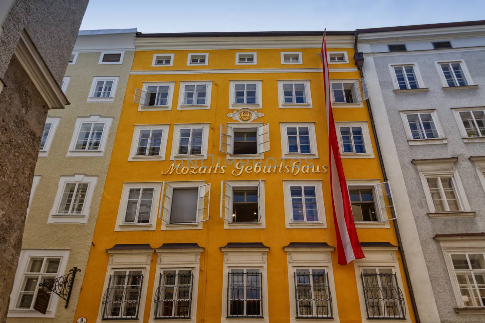 Birthplace building of Wolfgang Amadeus Mozart in Salzburg, Austria by Elenaphotos21