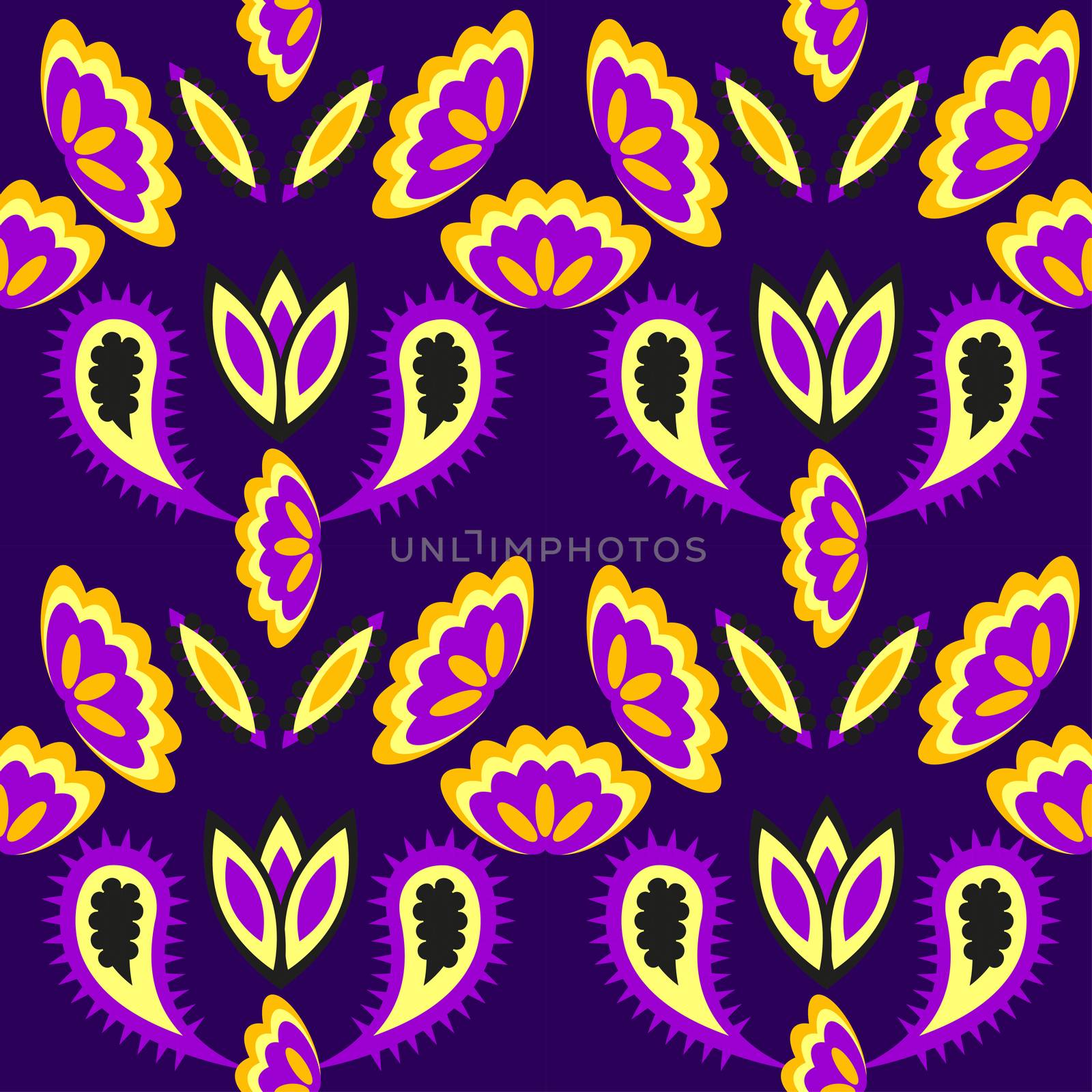 Vector Seamless Floral Pattern. Hand Drawn Texture with Flowers, Paisley Garden Style