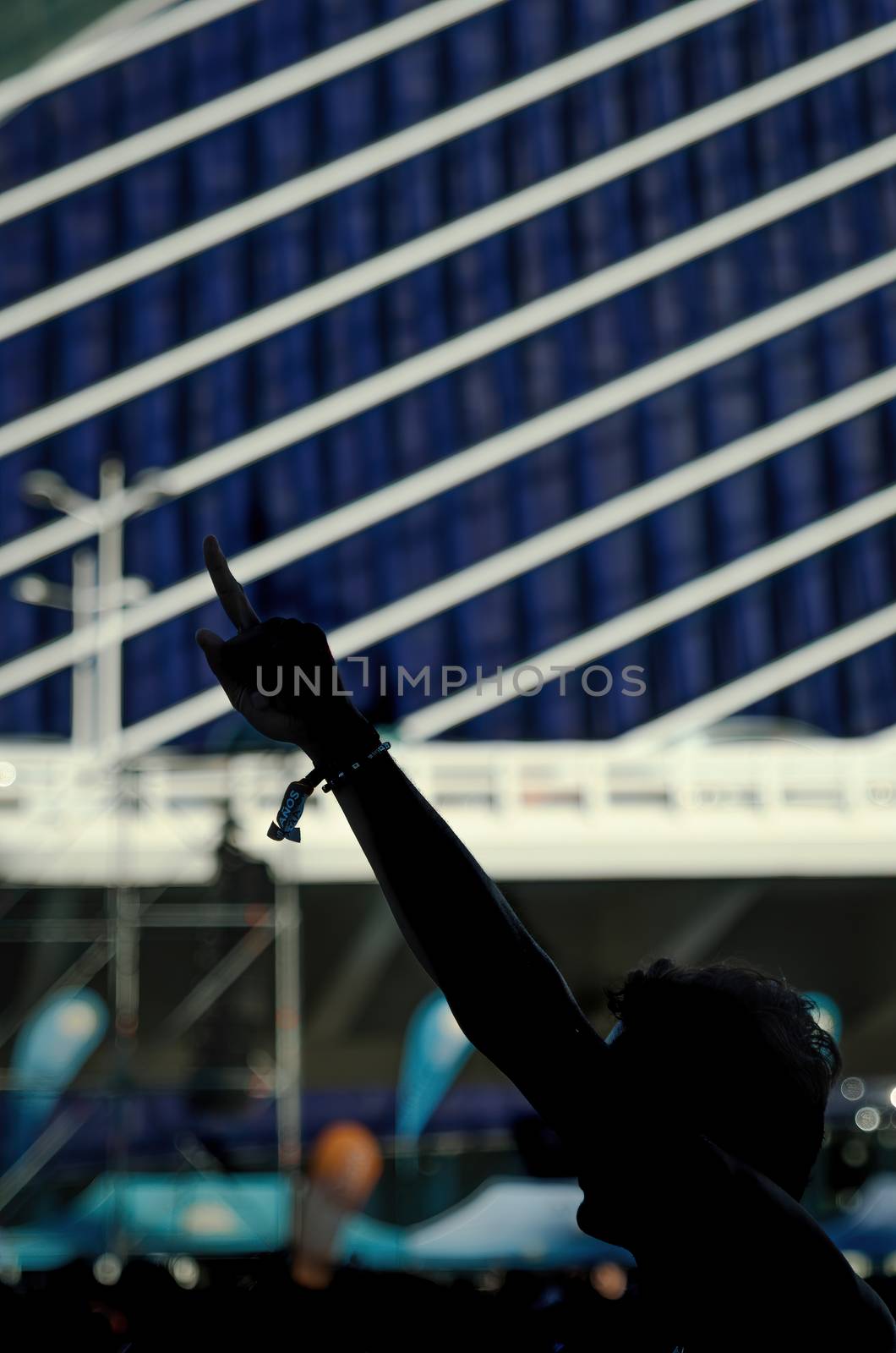 Indoor Cycle Sports Shadow raising its hand in a sports event