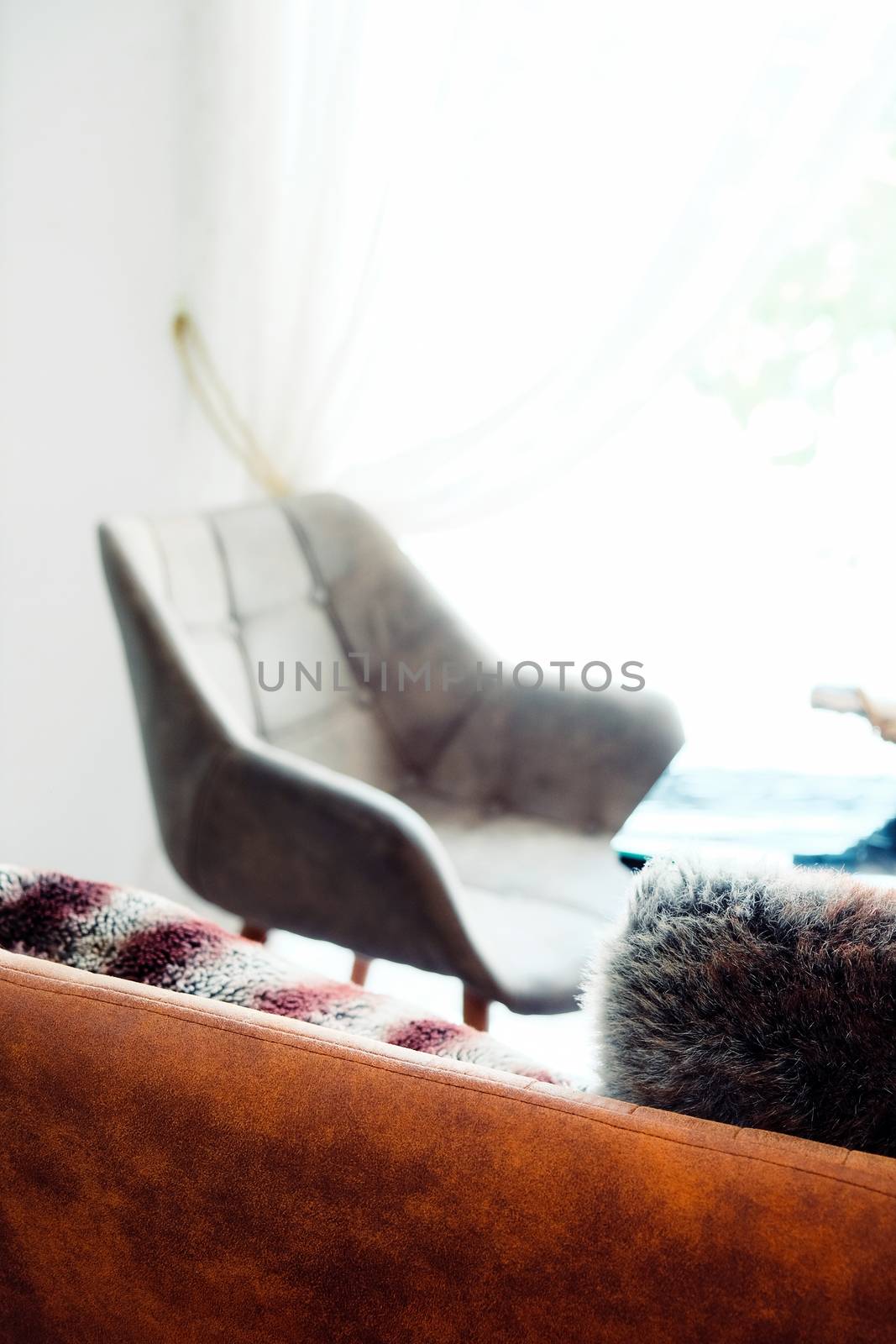 Close-up shot of modern scandinavian-style living room.